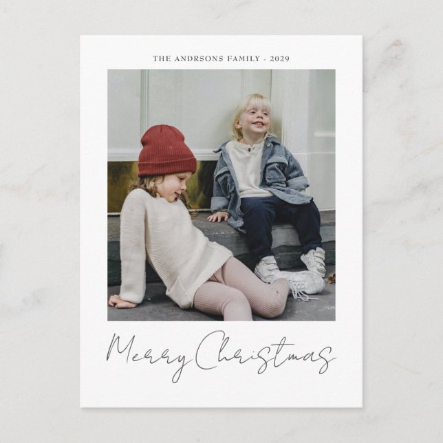 Frohe Weihnachten Modernes Foto Holiday Postkarte (Vorderseite)