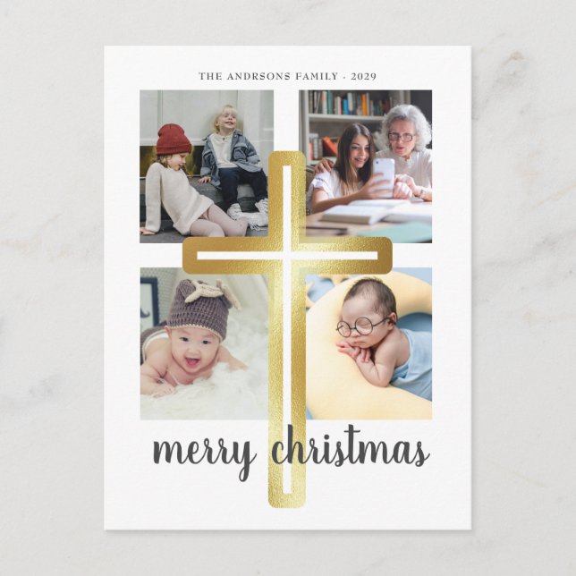 Frohe Weihnachten Modernes Foto Holiday Postkarte (Vorderseite)