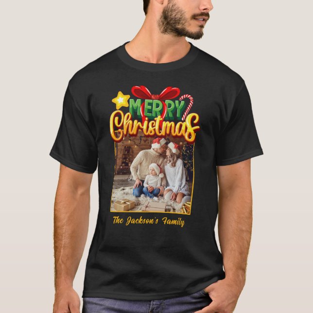 Frohe Weihnachten Modernes Foto Holiday T-Shirt (Vorderseite)