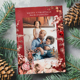 Frohe Weihnachten Modernes Foto mit Blumen und Ren