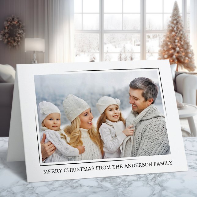 Frohe Weihnachten Modernes Minimal Stil Familie Fo (Available in high quality print or digital download for quick text messaging, email or self print.)