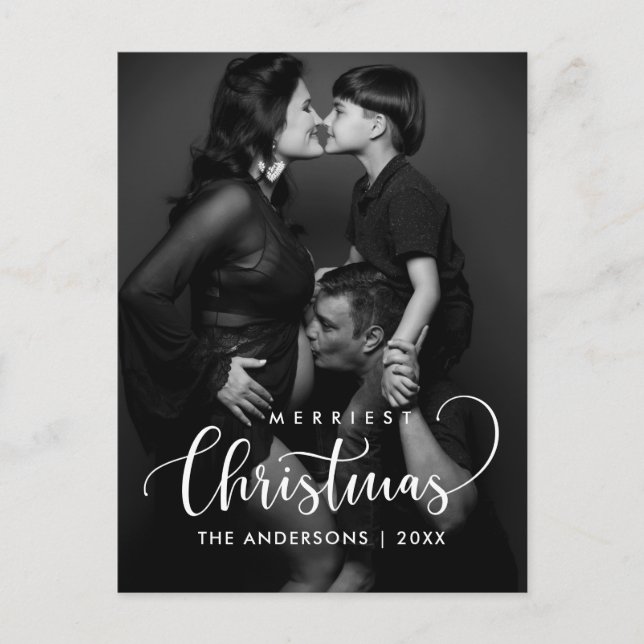 Frohe Weihnachten Modernes Minimalistisches Foto Postkarte (Vorderseite)