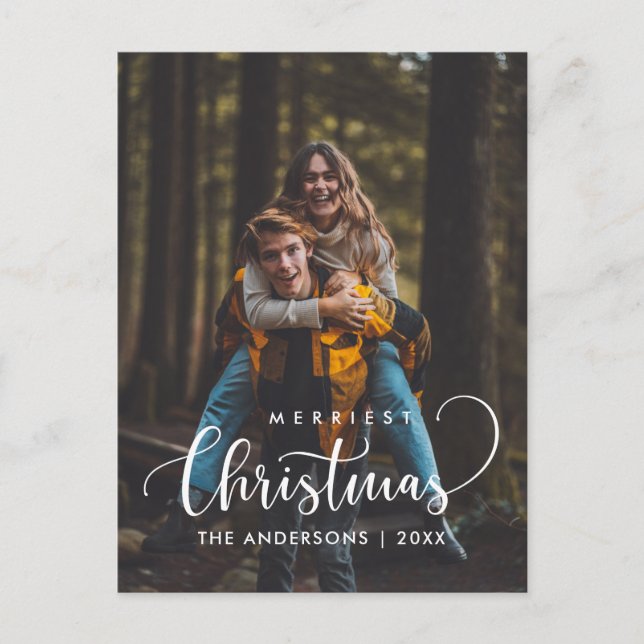 Frohe Weihnachten Modernes Minimalistisches Foto Postkarte (Vorderseite)