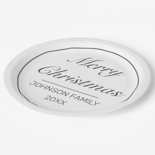Frohe Weihnachten Modernes Minimalistisches Weiß S Pappteller