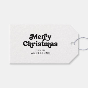 Frohe Weihnachten Modernes Retro-Paar/Familienname Geschenkanhänger