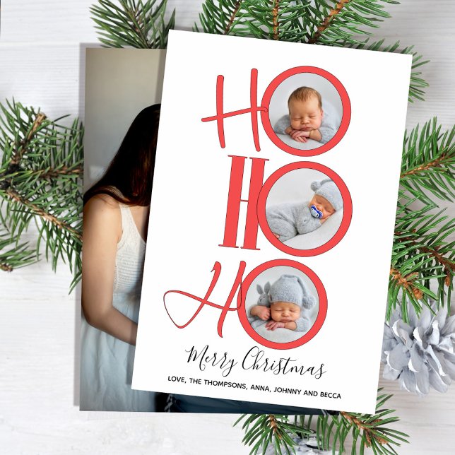 Frohe Weihnachten Modernes Santa Niedlich Typograf (Merry Christmas with a creative whimsical Santa "ho ho ho" lettering. )