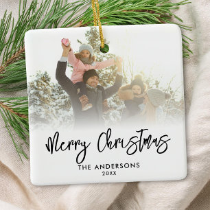 Frohe Weihnachten Modernes Script 2 Foto Keramikornament