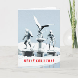 Frohe Weihnachten. Monster-Eisskulpturen Karte