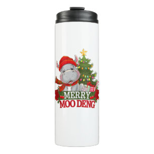 Frohe Weihnachten Moo Deng Weihnachtsbaby Hippo Sa Thermosbecher