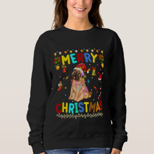 Frohe Weihnachten Mops Weihnachtsmannmütze Lights Sweatshirt