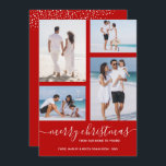 Frohe Weihnachten Multi Foto Scarlet<br><div class="desc">Laden Sie Ihre Lieblings-4-Fotos auf diese Weihnachtsfotokarte hoch, die Ihren Gruß in schicken Schriften auf einem knallroten Hintergrund (oder einer beliebigen Farbe) zeigt. Wählen Sie Matte für schwerstes Papier und High Definition für beste Foto-Qualität. MEHR FARBEN für Sie in unserem Geschäft.</div>