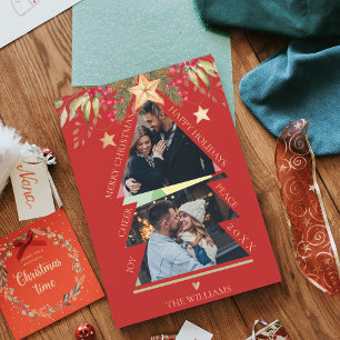 Frohe Weihnachten Multi-Foto-Tannenbaum Roter Feie