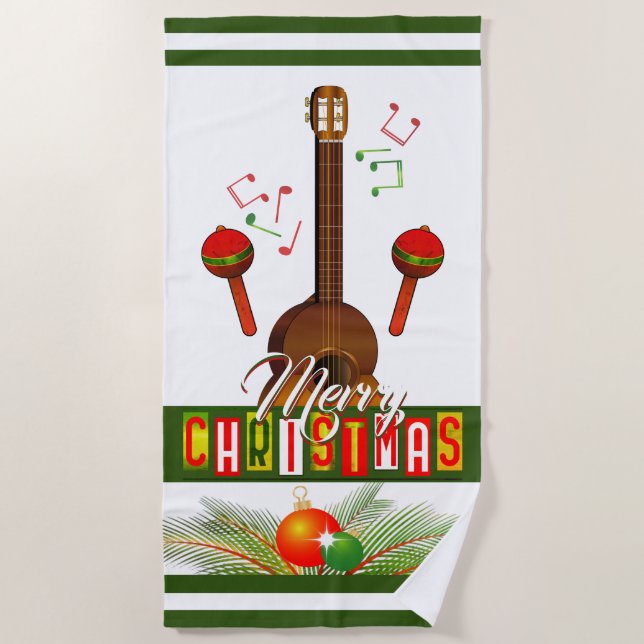 Frohe Weihnachten / Musikinstrumente Strandtuch (Vorderseite)