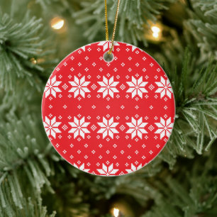 Frohe Weihnachten Muster 5 Keramik Ornament