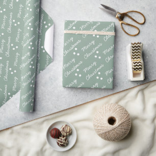 Frohe Weihnachten Muster Salbei Grün Geschenkpapier