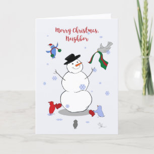 Frohe Weihnachten Nachbar Schneemann Weihnachtskar Karte