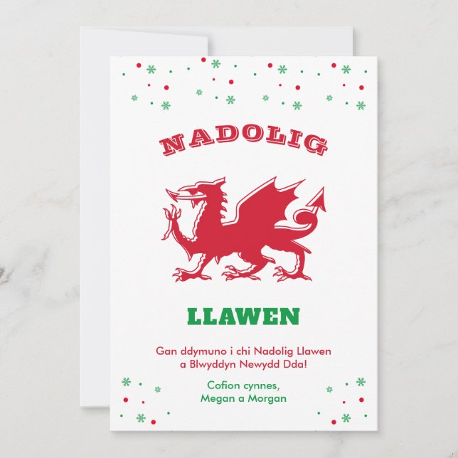 Frohe Weihnachten Nadolig Llawen Red Welsh Dragon (Vorderseite)
