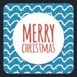 Frohe Weihnachten Nahtlose Muster blaue Textur Quadratischer Aufkleber<br><div class="desc">Frohe Weihnachten Nahtlose Muster blaue Textur</div>