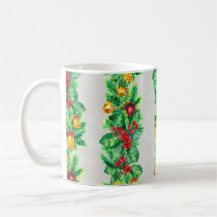 Frohe Weihnachten nahtlose Muster mit Garland. Wa Kaffeetasse