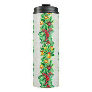 Frohe Weihnachten nahtlose Muster mit Garland. Wa Thermosbecher