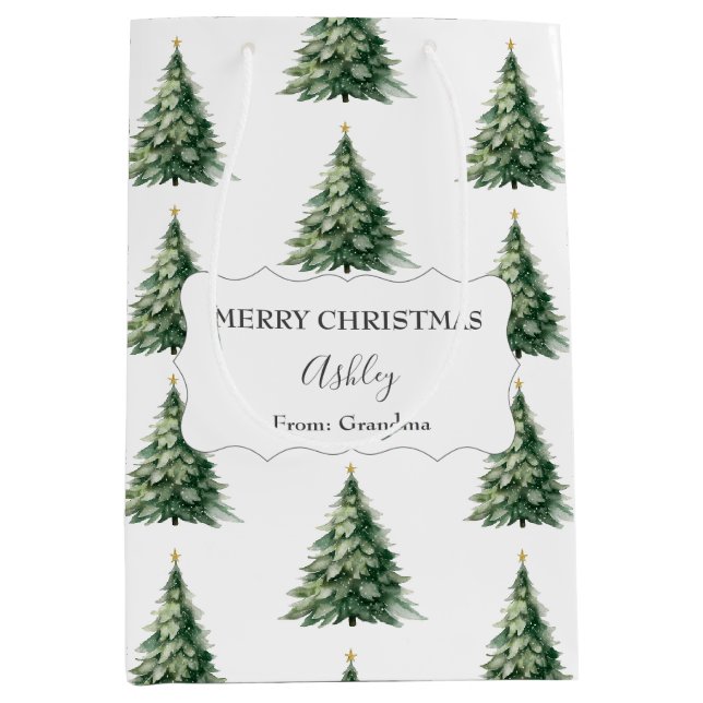 Frohe Weihnachten + Name + Aus Christbaum Mittlere Geschenktüte (Vorderseite)