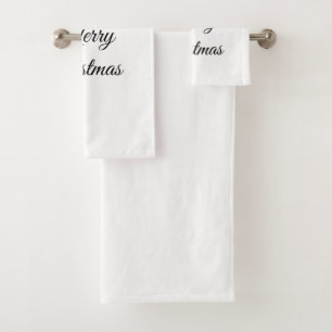 Frohe Weihnachten Name Text personalisiertes Famil Badhandtuch Set