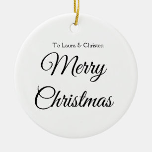 Frohe Weihnachten Name Text personalisiertes Famil Keramik Ornament