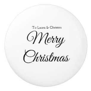 Frohe Weihnachten Name Text personalisiertes Famil Keramikknauf