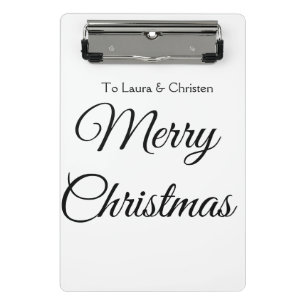 Frohe Weihnachten Name Text personalisiertes Famil Mini Klemmbrett