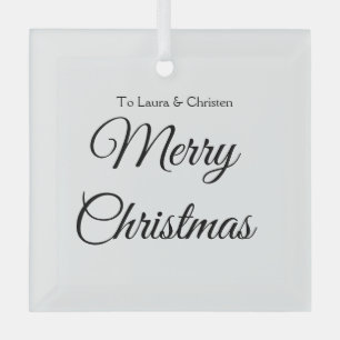 Frohe Weihnachten Name Text personalisiertes Famil Ornament Aus Glas