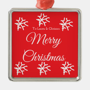 Frohe Weihnachten Name Text personalisiertes Famil Ornament Aus Metall