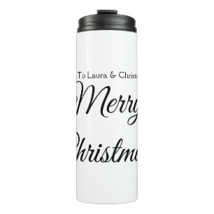 Frohe Weihnachten Name Text personalisiertes Famil Thermosbecher