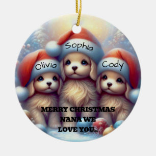 Frohe Weihnachten Nana Niedliche Weihnachtswelpen Keramik Ornament