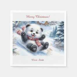 Frohe Weihnachten Napkin! Sonniger Bär auf Schlitt Serviette