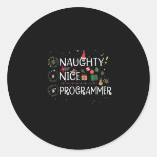 Frohe Weihnachten Naughty Nice Programmer Runder Aufkleber