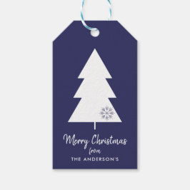 Frohe Weihnachten Navy Blauer Weihnachtsbaum Geschenkanhänger