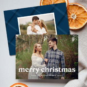 Frohe Weihnachten Navy Painted Plaid 2 Foto
