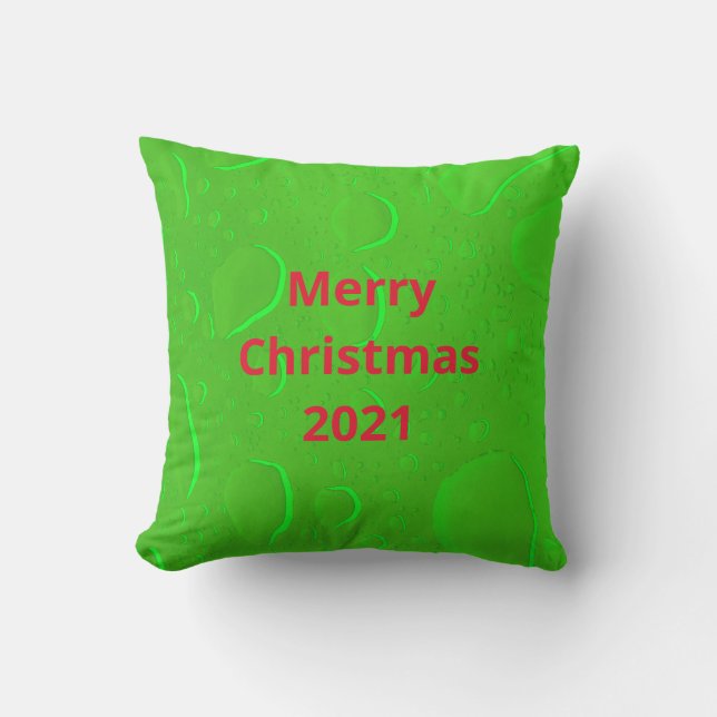 Frohe Weihnachten Neon Green Red Water Drop Abstra Kissen (Vorderseite)