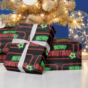 Frohe Weihnachten Neon Sign On Brick Geschenkpapier