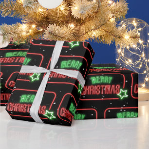 Frohe Weihnachten Neon Sign Schneeflocken Geschenkpapier