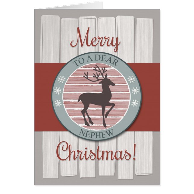 Frohe Weihnachten Nephew, Rustikaler Zaun & Rentie (Vorne)