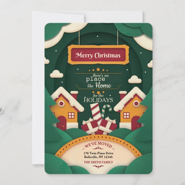 Frohe Weihnachten Neue Zuhause Cutout Card Einladung (Vorderseite)