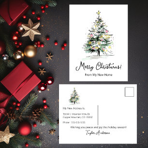 Frohe Weihnachten Neue Zuhause Moderne Weihnachtsb Ankündigungspostkarte