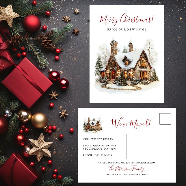Frohe Weihnachten neue Zuhause Moving Ankündigungspostkarte (Von Creator hochgeladen)