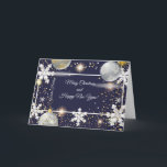 Frohe Weihnachten & Neues Jahr! 20XX SilberLuxus<br><div class="desc">Frohe Weihnachten und Glück Neues Jahr! 20XX XMAS Luxury Invitation & Greeting Card verziert mit Weihnachtsmagie-Symbole, White and Silver Foil Papier simuliert von der 3D-Textur (Handwerk, Papierschneiden). Winterurlaub Geschenke Muster, Silber-und Goldfolie Konfetti, Weihnachtsball, Glitzern, Schneeflocken, Weihnachtssterne auf Navy Blue Background. Originelles trendiges Grafikdesign für Einladungen & Stationery > Grußkarten >...</div>