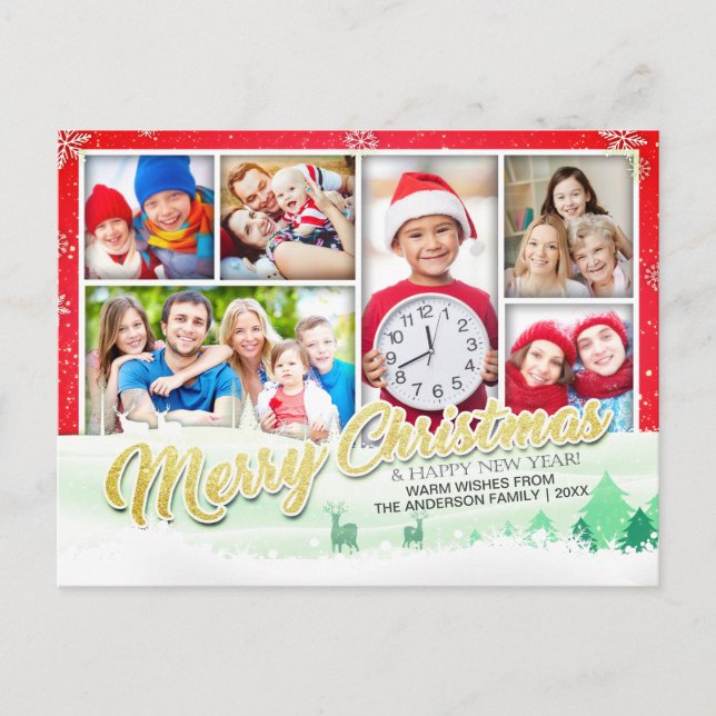 Frohe Weihnachten Neues Jahr Gruß 6 FotoCollage (Vorderseite)