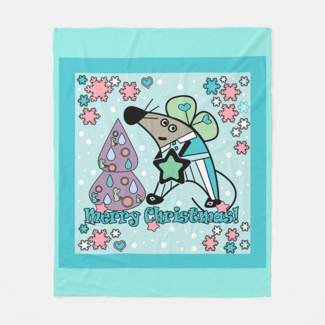 Frohe Weihnachten Neujahr Symbol Maus Cartoon nied Fleecedecke (Vorderseite)