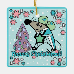 Frohe Weihnachten Neujahr Symbol Maus Cartoon nied Keramikornament