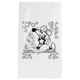 Frohe Weihnachten Neujahr Symbol Maus Cartoon nied Kleine Geschenktüte