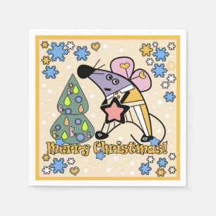 Frohe Weihnachten Neujahr Symbol Maus Cartoon nied Serviette